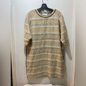 Pomandere Tunic Shirt Dress cotton blended Relaxed Fit Short Sleeve Sz 42, US 6